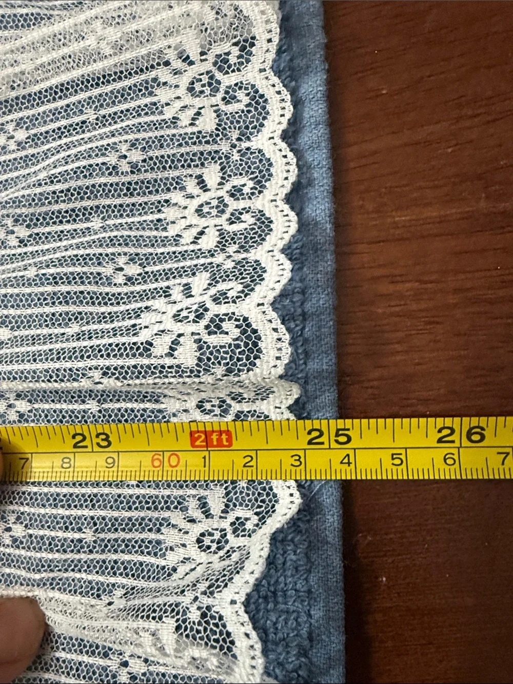 Dundee Blue Lace-Trim Hand Towel